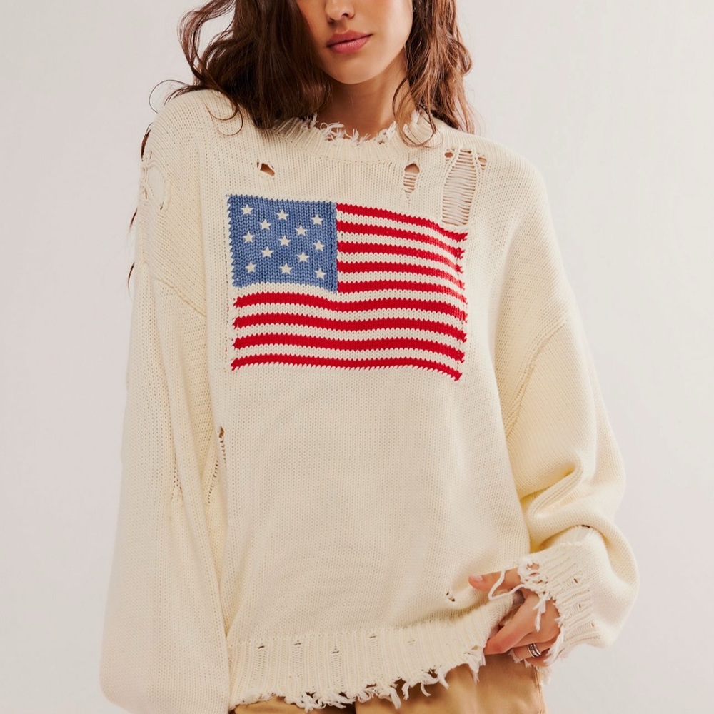 Denimist Distressed American Flag Sweater